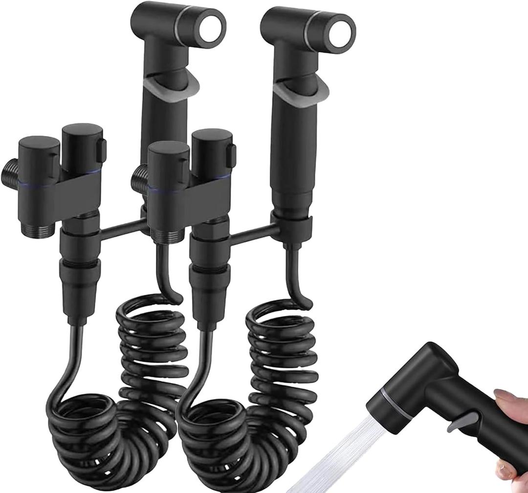 2 Pack Handheld Bidet Sprayer for Toilet,1-In-2-Out Dual Control Valve,Toilet Faucet Sprayer Kit Butt Washer,Hand Shower Bidet Attachment for Washing Machine and Toilet