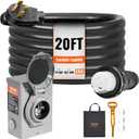 VEVOR 50 Amp Generator Cord and Power Inlet Box Kit, 20FT Generator Extension Cord NEMA 14-50P/SS2-50R STW 6/3+8/1 AWG with Twist Lock Connector, Pre-Drilled Inlet Box, ETL Listed