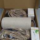 Plug in Pendant Light, Hanging Light with Plug in Cord with Dimmable Switch, Hanging Lamp with 15ft Hemp Rope, Beige Linen Shade, Fixture for Bedroom, Living Room 2 Pack