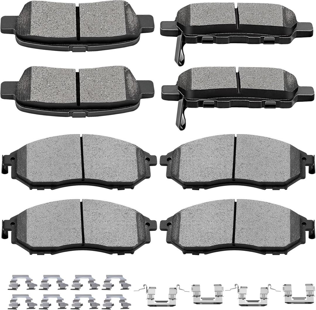 Ceramic Pads Kits,SCITOO 8pcs Brakes Pads Set fit For INFINITI For FX35,For FX37,For FX45,For G25,For G35,For G37,For M37,For M56,For Q40,For QX50,For QX70,For Nissan For 350Z,For 370Z,For Murano