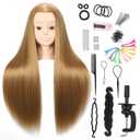 Mannequin Head with Colorful Hair 28" Long Straight Synthetic Hair Training Head with Clamp for Styling, Braiding, and Dye Practice (Blonde)