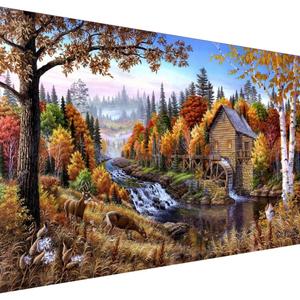 BOHADIY Diamond Painting Kits for Adults Rural Landscape Abstract 5D Diamond Art Kits for Adults, Large Size DIY Full Drill Paintings with Diamonds Gem Art Crafts for Home Wall Decor 16x27.5 Inch