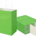 Toovip 50 Pack 8x4.75x10 Inch Medium Grass Green Kraft Paper Bags with Handles Bulk, Gift Bags for Birthday Party Favors Retail Grocery Shopping Business Goody Craft Merchandise Take Out Sacks