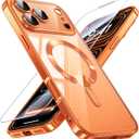 JUESHITUO for iPhone 17 Pro Case with Full Camera Lens Protector(Compatible with MagSafe) (Military Grade Drop Protection) 1X Screen Protector, Magnetic Cover for iPhone 17 Pro, Cosmic Orange