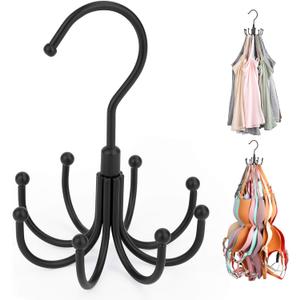 ZEDODIER Tank Top Hanger, Rotatable Bra Organzier for Closet, Max 24 Storage Capacity Sport Bras Holder, Metal Space Saving Closet Organizers and Storage, Black (1 Pack)