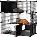 STILLCOVE Cat Cages Indoor with Litter Box: Large Cat Enclosure Pet Playpen Kitten Crate Detachable Wire Kennel with Scratching Post & Litter Mat & Scoop