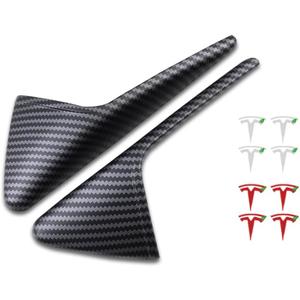 Side Camera Turn Signal Covers Matte Carbon Fiber Pattern with 8 T Logo Stickers Compatible with Tesla 2023 2024 Model S X 3 Y