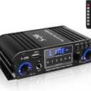 4 Channel Bluetooth 5.0 Stereo Amplifier, 50Wx4 HiFi Power Amp, 1200W Max, USB/SD/FM, Class D Home Audio Receiver for Home Theater & Karaoke, Includes Remote & Power Adapter