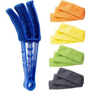 Hiware Window Blind Cleaner Duster Brush with 5 Microfiber Sleeves - Blind Cleaner Tools for Window Shutters Blind Air Conditioner Jalousie Dust