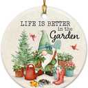 Gardening Christmas Ornaments 2025 Gnome Garden Ornaments for Christmas Tree, Indoor Outdoor Plant Lover Gift for Friends, Family, Grandma Life is Better in The Garden Exchange Ideas