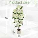 Hollyone 4FT White Hydrangea Artificial Flowers Tree Large Real Touch Faux Silk Hydrangea Plants Potted Fake Flower in White Pot for Home Indoor Outdoor Front Porch Garden Entrance Living Room Decor