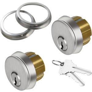 Brass Mortise Cylinder Lock Commercial storefront Door Lock Mortise cylinders Compatible with Adams Rite, Kawneer, and Vistawall deadbolts. Comes in, 2-Pack Silverwith Matching Keys.