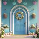 20 Inch Easter Wreaths for Front Door with White Daisy Colorful Eggs Pearl Berries and Green Leaves Egg Wreath for Window Porch Elegant Floral Home and Wall Decorations
