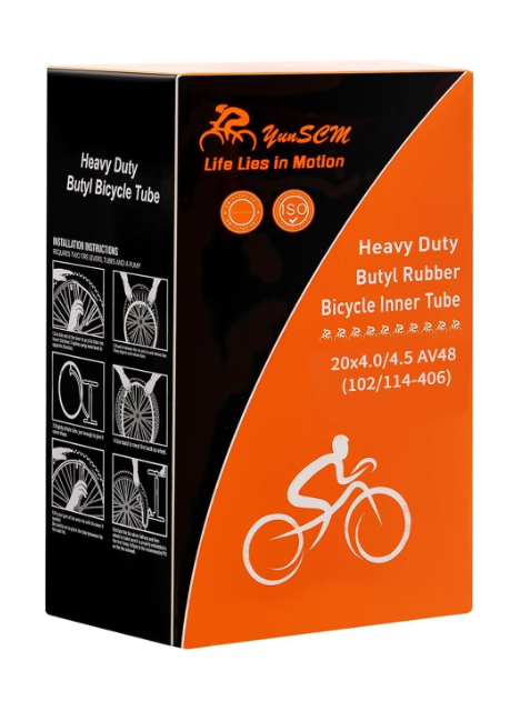 Heavy Duty Butyl Rubber Bicycle Inner Tube 20x4.0/4.5 AV48 (102/114-406) 2Pc