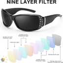 IGnaef Polarized Sunglasses for Women, Rhinestone Women Sunglasses UV400 Protection for Driving/Fishing/Shopping