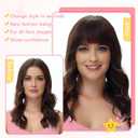Clip in Bangs 100% Real Human Hair, Wispy Bangs Hair Clip, Fake Bang Fringe with Temples Hairpieces for Women Daily Wear (Natural Black, Wispy Bangs)