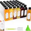 OBKJJ Plastic Juice Bottles 150 pcs 16 oz Empty Plastic Water Bottles with Caps Reusable Clear Beverage Containers for Drinking, Juicing, Smoothie, Water with 2 Brushes, 2 Funnels (16-OZ)