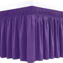 Biscaynebay Wrap Around Bed Skirts for Full & Full XL Beds 15" Drop, Purple Adjustable Elastic Dust Ruffles Easy Fit Wrinkle & Fade Resistant Silky Luxurious Fabric Machine Washable