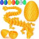 TBOLINE 12" 3D Printed Dragon Egg, Cool 3D Printer Articulated Crystal Dragon Toys for Kids, Surprise Animals Figurines Fidget Dinosaur Eggs Toys for Boys Kids Teen 5-7 4-6 8-12 (Gold)