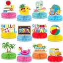 12Pcs School's out for Summer Party Honeycomb Centerpieces End of School Year Table Decorations Tropical Tables Honeycombs Ball for Schools Classroom Summers Vacation Celebration Decor
