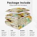 WeCozy Queen Size Comforter Set with 2 Pillowcases, Flower Rustic Thanksgiving Soft 3 Pcs Bedding for Kids and Adults, Sunflower Floral Yellow Comforter Set for Bedroom Bed Decor