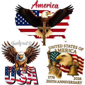 3 x 3PCS 250 Anniversary USA Merchandise - America 250 Sticker 1776-2026, Patriotic Decals for Vehicles, God Bless America Sticker, 250th Anniversary USA Sticker, Waterproof Car Window Decals
