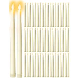 50 Pack Flameless Taper Candles, 11 Inch Battery Operated LED Taper Candles Flickering Electric Led Candlesticks for Wedding Party Church Christmas Centerpiece, No Batteries, Ivory (50)