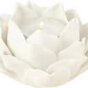 Ceramic Lotus Petals Style Flower Candle Holder Tea Lights Holder Home & Table top Decoration (White)