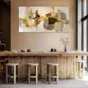 HGUAOA Abstract Wall Art for Living Room - Large Yellow and Orange Geometric Artwork - Modern Paintings for Office Decor - Contemporary Big Wall Decor for Home or Office 2448IN