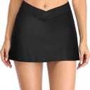 Yonique Women's Swim Skirt Mid Waist Swim Bottoms Elastic Waist Swimsuit Bottoms (X-Large, Black 01)