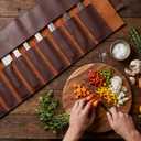 11 Slots Leather Chef Knife Roll Portable Chef Knife Case Sheath Holder Wrap Cooks & Culinary Tools Carrying Storage