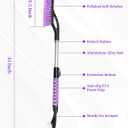 HEEYA Ice Scraper and Brush for Car, Extendable Snow Brush and Ice Scraper for Car Windshield Window, Car Snow Scraper and Brush with Foam Grip for SUV Truck Automobile Vehicle - Purple (33 Inch)