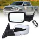 Left Driver Side Mirror Compatible With 2013-2018 Ram 1500 2500 3500 With Power Folding Power Glass Heated Temperature Sensors Turn Signal Puddle Lights Chrome Replace#68096197AF(10+2Pins), L-12Pins