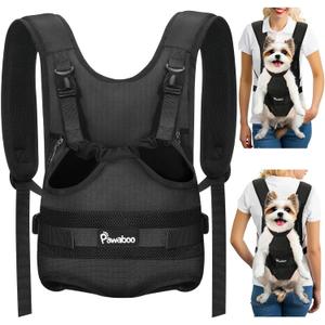 Pawaboo Pet Dog Front Carrier Backpacks, Legs Out Pet Carrier Backpack for Dogs, Adjustable Dog Chest Carriers Purse for Small Medium Dogs Hands Free for Travel Hiking Cycling Camping, M, Black