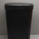 BestOffice Black Plastic Touch Free High-Capacity Garbage Can with Lid, 49L/13G, Rectangular, Quiet Close, Kitchen, Bedroom, Bathroom, Office