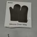 Hovico Silicone Oven Mitts, Heat Resistant 500F Kitchen Mitts 2PCS, 11.6" BPA-Free Soft Baking Gloves, Non-Slip Grip Oven Gloves with Soft Cotton Lining for Kitchen Cooking Baking BBQ - Black