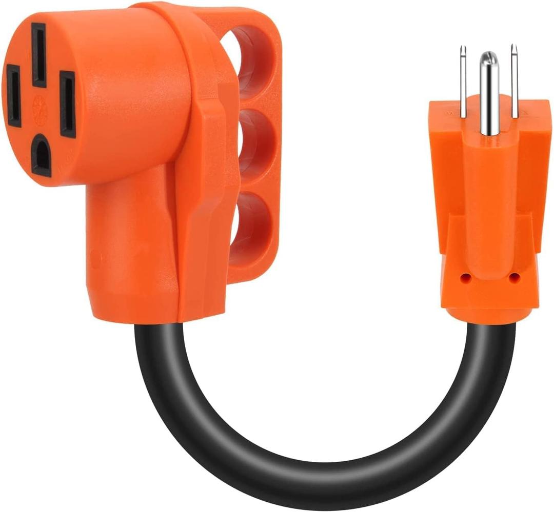50 Amp to 110 Volt RV Adapter Cord, NEMA 5-15P Male to NEMA 14-50R Female 10 Gauge Heavy Duty Electrical Converter with Grip Handle, 125V 1875W-ETL Listed(15A Male to 50A Female)