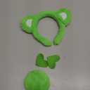 4-Piece Plush Bear Costume Set  Fuzzy Ears Headband, Pom Tail & Felt Heart Patch for Dress-Up, Parties & Cosplay (Green)