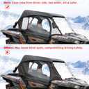 RZR Soft Upper Door YKK Zipper Compatible with Polaris RZR XP 1000 / XP Turbo 2014-2023 2-Seater Models, UTV Cab Enclosures Side Windows, Work with Side Mirror Windshield Roof