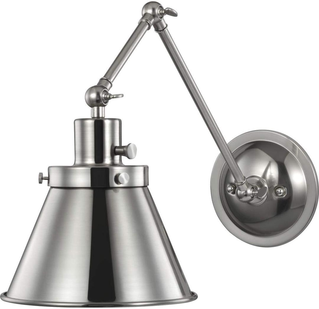 Progress Lighting Hinton Collection 1-Light Brushed Nickel Adjustable Swing Arm Vintage Wall Light (Medium)