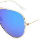 livho Sunglasses for Men Women Aviator Polarized Metal Mirror UV 400 Lens Protection (Gold Purple/Blue)