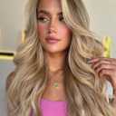 Highlight Blonde Wig 18 Inch Medium Length Wavy Glueless Ombre Mixed Brown Honey Blonde Lace Front Wig Pre Plucked HD 13x4 Synthetic Lace Front Wigs for Women
