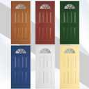 Pushglossy 22" x 10" Entry Door Glass Insert Half Round Top Exterior Door Window Inserts Replacement Kit for Home Improvement(5 Lite Low-e Glass,Tan)