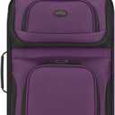 U.S. Traveler Rio Lightweight Softside Rolling Carry-on Suitcase, 2-Wheel Single, Purple, 21"