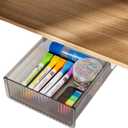 Boxalls Under Desk Storage Drawer, Under Table Slide Out Self-Adhesive Organization, Translucent Black Medium