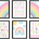 Hadley Designs 6 Rainbow Wall Decor  Pastel Rainbow Wall Art Posters for Nursery & Bathroom, Colorful Unframed Magical Room Decor Prints for Toddler & Girls' Bedroom