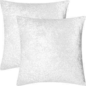 2 Pack 16x16 Pillow Cover Velvet Pillow Covers, Square Throw Pillow Covers for Living Room Decorations Throw Pillow Case, Throw Pillow Cover Cushion Cover for Home Sofa Bedroom Car, Silver White