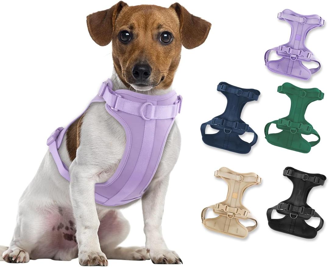 Wisedog No Pull Lightweight Dog Harness: Adjustable Breathable Pet Vest Harness with Soft & Comfortable Cushion for Dogs (Medium, Lilac) (M:Neck=11.81"-18.11"/Chest=18.11"-27.95")