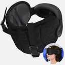 SARISUN Travel Pillows for Airplanes, Airplane Pillow for Long Flight, Airplane Head Strap with Eye Mask for Sleep, Travel Neck Pillow for Car Road Trip, 360 Support Headrest, Stop Bobblehead, Black