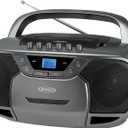 JENSEN CD-590-GR CD-590 1-Watt Portable Stereo CD and Cassette Player/Recorder with AM/FM Radio and Bluetooth (Gray)